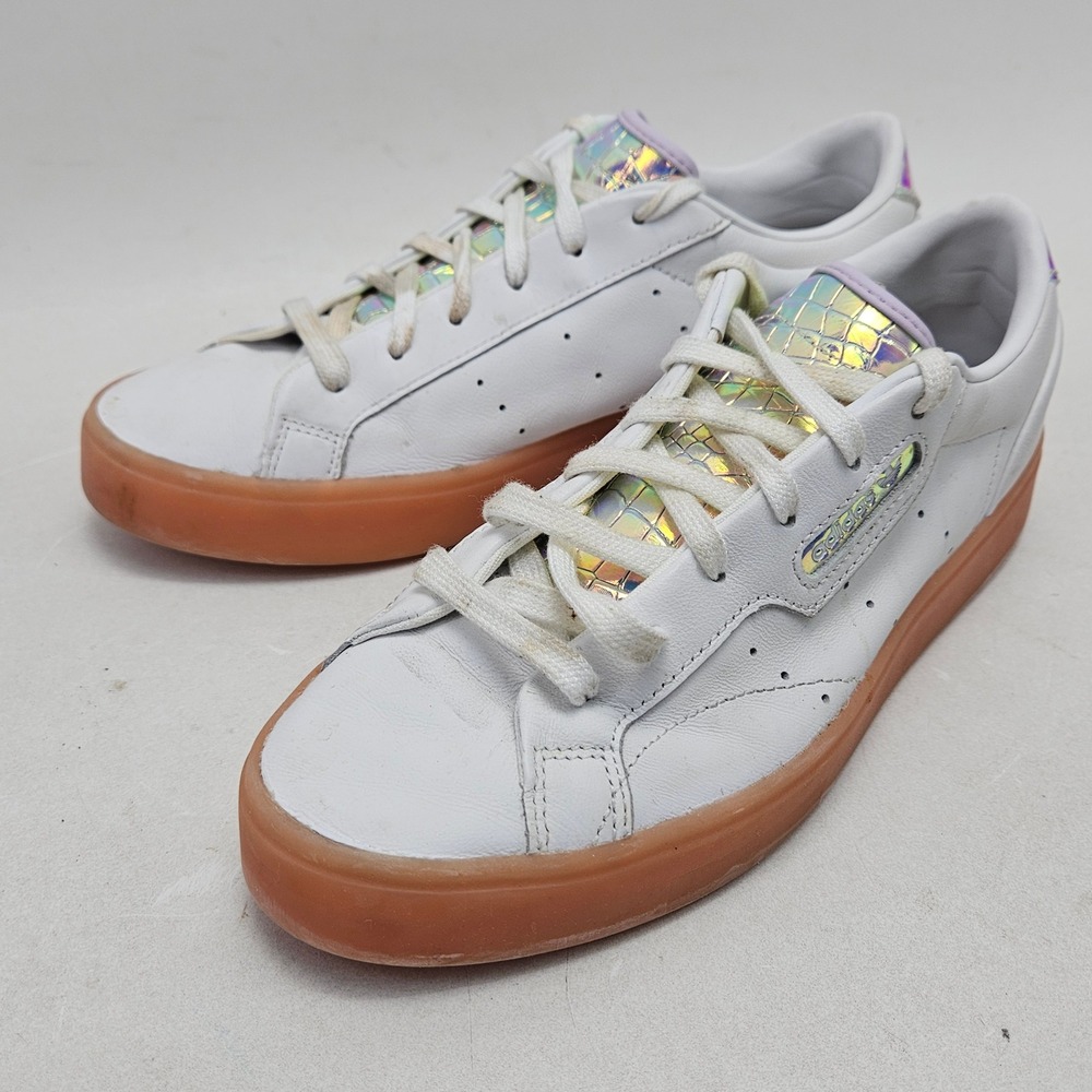 Adidas Sleek White Iridescent Holographic Gum Platform Sneakers FW3718 Womens 8